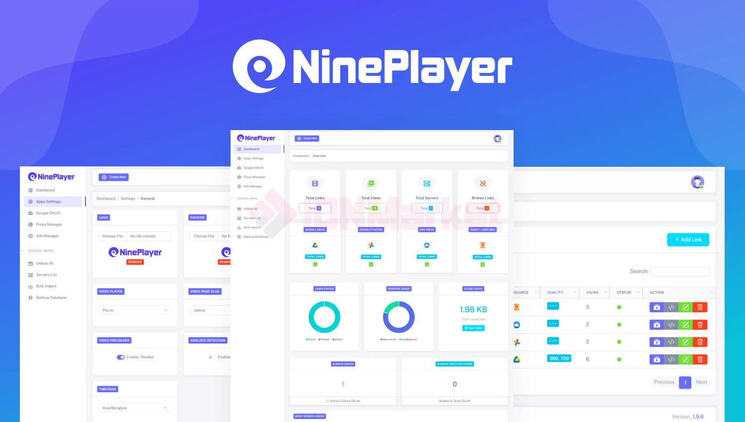 Nineplayer - Video Player Google Drive & LoadBalancer + Rotating Proxies