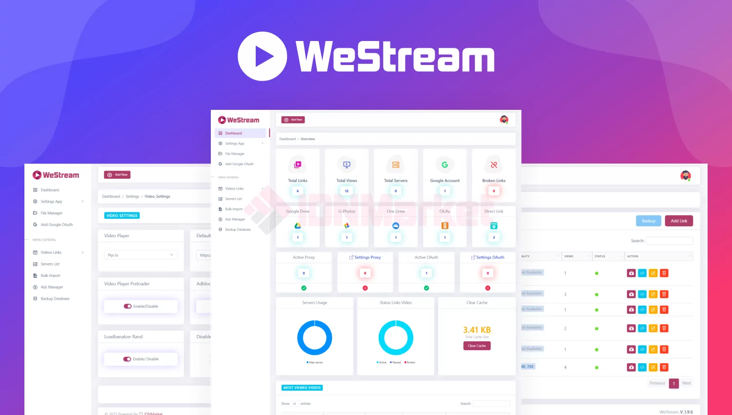 WeStream - Video Player & Loadblancer, Proxy Rotate, Multi Links Servers & Support M3u8